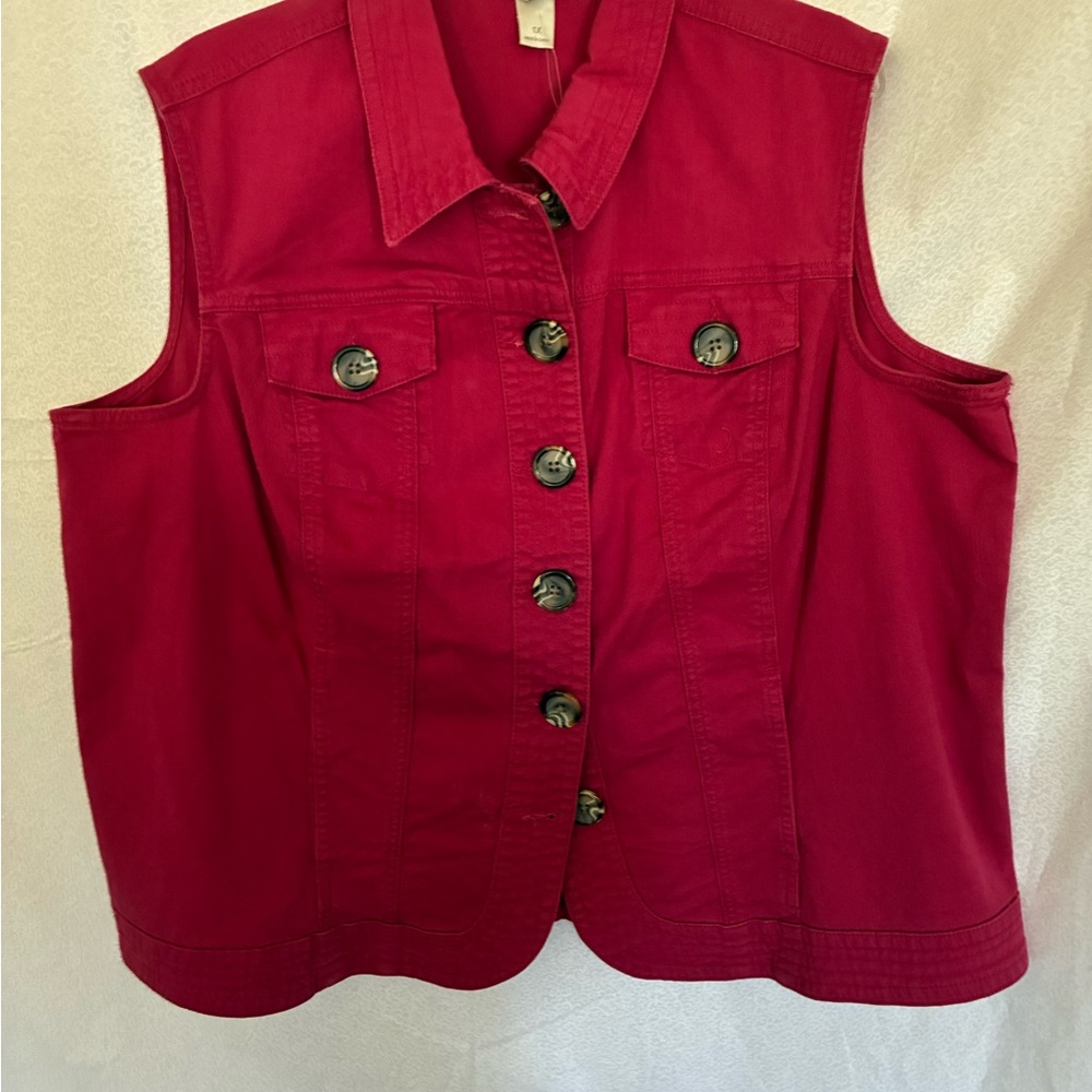 ❤️ CJ Banks Bold Red Quilted Vest | Timeless Layering Piece – Size 1X